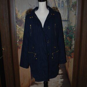 Navy Hooded Coat by INC - XL